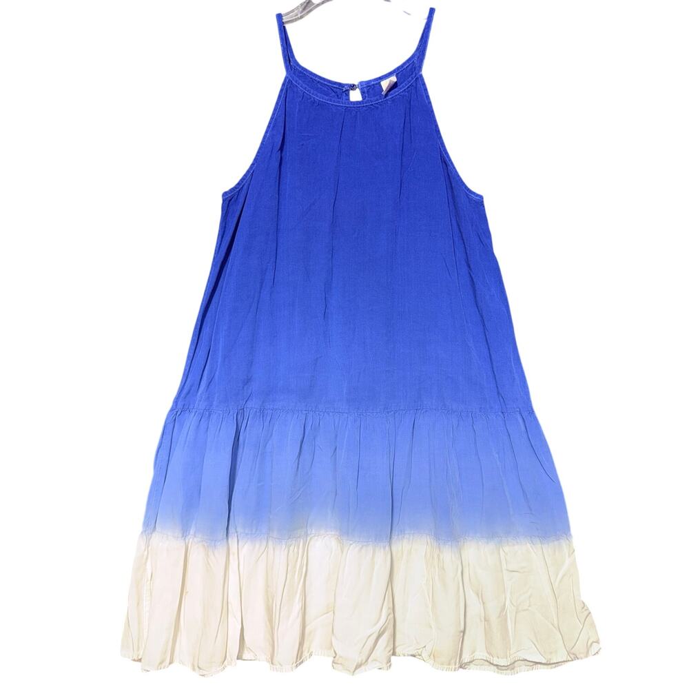 Justice Girls Summer Sundress Sleeveless Halter Top Ombre Blue White Size 18